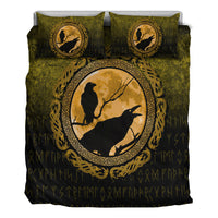 Viking Bedding Set Vikings Huginn Muninn Odin Ravens Gold Version Bedding Set RLT12 - Wonder Print Shop