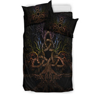 Viking Bedding Set Colorful Tree Of Life With Triquetra Bedding Set RLT12 - Wonder Print Shop