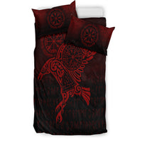 Viking Bedding Set Raven Vegvisir Tattoo Red Version Bedding Set RLT12 - Wonder Print Shop