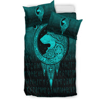 Viking Bedding Set Viking Norse Wolf Cyan Version Bedding Set RLT12 - Wonder Print Shop