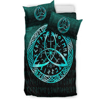 Viking Bedding Set Vegvisir Nordic Viking Rune Cyan Version Bedding Set RLT12 - Wonder Print Shop