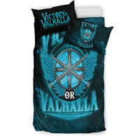 Viking Bedding Set Victory Or Valhalla Cyan Style Bedding Set RLT12 - Wonder Print Shop