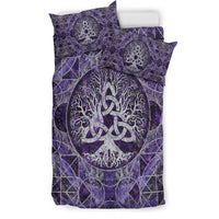 Viking Bedding Set Tree Of Life with Triquetra Amethyst and Silver Bedding Set RLT12 - Wonder Print Shop