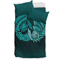 Viking Bedding Set Ragnarok Huginn Muninn Cyan Version Bedding Set RLT12 - Wonder Print Shop