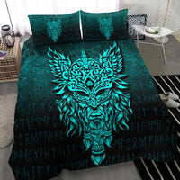 Viking Bedding Set Odin The Allfather Asgard God and Chief Of Aesir Cyan Version Bedding Set RLT12 - Wonder Print Shop