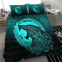Viking Bedding Set Fenrir Viking 3D Tattoo Cyan Version Bedding Set RLT12 - Wonder Print Shop