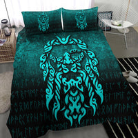 Viking Bedding Set Viking God Odin Allfather In Asgard Raven God Cyan Version Bedding Set RLT12 - Wonder Print Shop