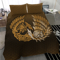 Viking Bedding Set Ragnarok Huginn Muninn Gold Version Bedding Set RLT12 - Wonder Print Shop