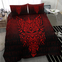 Viking Bedding Set Odin The Allfather Asgard God and Chief Of Aesir Red Version Bedding Set RLT12 - Wonder Print Shop