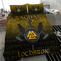 Viking Bedding Set Ragnar Lothbrok Ragnar Lodbrok Viking Warrior Gold Version Bedding Set RLT12 - Wonder Print Shop