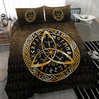 Viking Bedding Set Vegvisir Nordic Viking Rune Gold Version Bedding Set RLT12 - Wonder Print Shop