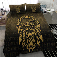 Viking Bedding Set Viking God Odin Allfather In Asgard Raven God Gold Version Bedding Set RLT12 - Wonder Print Shop