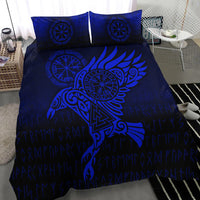 Viking Bedding Set Raven Vegvisir Tattoo Blue Version Bedding Set RLT12 - Wonder Print Shop