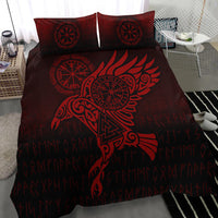 Viking Bedding Set Raven Vegvisir Tattoo Red Version Bedding Set RLT12 - Wonder Print Shop