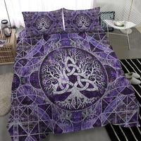 Viking Bedding Set Tree Of Life with Triquetra Amethyst and Silver Bedding Set RLT12 - Wonder Print Shop