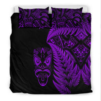 New Zealand Haka Rugby Maori Bedding Set Silver Fern Vibes Purple LT8 - Wonder Print Shop