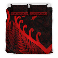 New Zealand Rugby Maori Bedding Set Silver Fern Koru Vibes Red LT8 - Wonder Print Shop