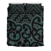 New Zealand Bedding Set Maori Graphic Tee patterns Green LT6 - Wonder Print Shop