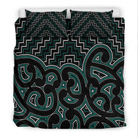 New Zealand Bedding Set Maori Graphic Tee patterns Green LT6 - Wonder Print Shop