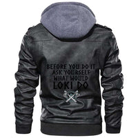 Viking Clothing Viking Before You Do It Ask Yourself What Would Loki Do Zipper Leather Jacket RLT12 - Wonder Print Shop