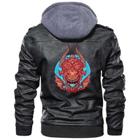 Viking Clothing Viking Big Angry Red Dragon Zipper Leather Jacket RLT12 - Wonder Print Shop