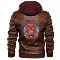 Viking Clothing Viking Big Angry Red Dragon Zipper Leather Jacket RLT12 - Wonder Print Shop