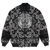 Viking Bomber Jacket Birds Raven Huginn and Muninn Celtic Tree with Bandana Paisley Style RLT12 - Wonder Print Shop