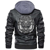 Viking Clothing Viking Birds Raven Huginn and Muninn Celtic Tree Zipper Leather Jacket RLT12 - Wonder Print Shop