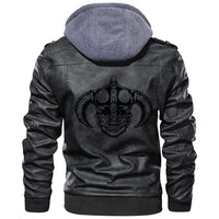 Viking Clothing Viking Black and White Skull Using A Helmet Zipper Leather Jacket RLT12 - Wonder Print Shop