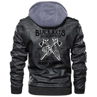 Viking Clothing Viking Black Axes Indian Warrior Zipper Leather Jacket RLT12 - Wonder Print Shop