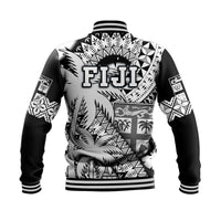 Fiji Coat Of Arms Baseball Jacket Masi Tapa Mixed Palm Tree No1 Black Version LT9 - Wonder Print Shop