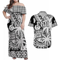 Fiji Coat Of Arms Matching Hawaiian Shirt And Dress Masi Tapa Mixed Palm Tree No1 Black Version LT9 - Wonder Print Shop