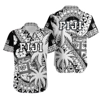 Fiji Coat Of Arms Matching Hawaiian Shirt And Dress Masi Tapa Mixed Palm Tree No1 Black Version LT9 - Wonder Print Shop