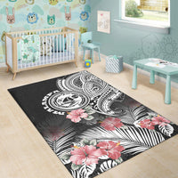 Vanuatu Malampa Province Area Rug Hibiscus Tribal Polynesian Tattoo Ver Black LT9 - Wonder Print Shop