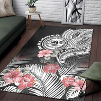 Vanuatu Malampa Province Area Rug Hibiscus Tribal Polynesian Tattoo Ver Black LT9 - Wonder Print Shop
