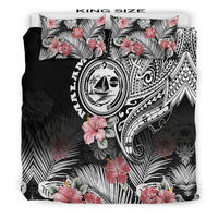 Vanuatu Malampa Province Bedding Set Hibiscus Tribal Polynesian Tattoo Ver Black LT9 - Wonder Print Shop