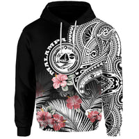 Vanuatu Malampa Province Hoodie Hibiscus Tribal Polynesian Tattoo Ver Black - Wonder Print Shop