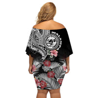 Vanuatu Malampa Province Women Off Shoulder Short Dress Hibiscus Tribal Polynesian Tattoo Ver Black - Wonder Print Shop