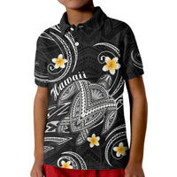 Hawaii Polo Shirt Hawaiian Turtle Plumeria Mixed Polynesian Black Style - Wonder Print Shop