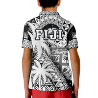 Fiji Polo Shirt Coat Of Arms Masi Tapa Mixed Palm Tree No1 Black Version - Wonder Print Shop