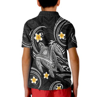 Hawaii Polo Shirt Hawaiian Turtle Plumeria Mixed Polynesian Black Style - Wonder Print Shop