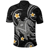 Hawaii Polo Shirt Hawaiian Turtle Plumeria Mixed Polynesian Black Style - Wonder Print Shop