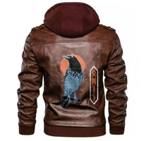 Viking Black Raven Sky Rune Leather Jacket RLT12 - Wonder Print Shop