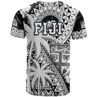 Fiji Coat Of Arms T Shirt Masi Tapa Mixed Palm Tree No1 Black Version - Wonder Print Shop