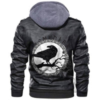 Viking Black Crow Sitting On A Branch Of An Oak Tree Leather Jacket RLT12 - Wonder Print Shop