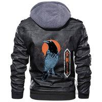 Viking Black Raven Sky Rune Leather Jacket RLT12 - Wonder Print Shop