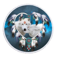 BlessLiving Wolves Couple Native American Beach Towel LT10 - Wonder Print Shop