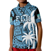Fiji Polo Shirt Coat Of Arms Masi Tapa Mixed Palm Tree No1 Blue Version - Wonder Print Shop