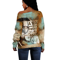 Wonder Print Shop Sweatshirt - Malcolm X Ver2 Quote Paint Mix Women Off Shoulder - Wonder Print Shop