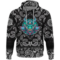 Viking Hoodie Boar with Bandana Paisley Style RLT12 - Wonder Print Shop